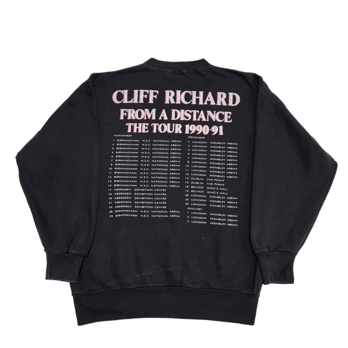 Cliff Richard 1990-91 UK Tour 90s Vintage Black Sweatshirt Women's Size L