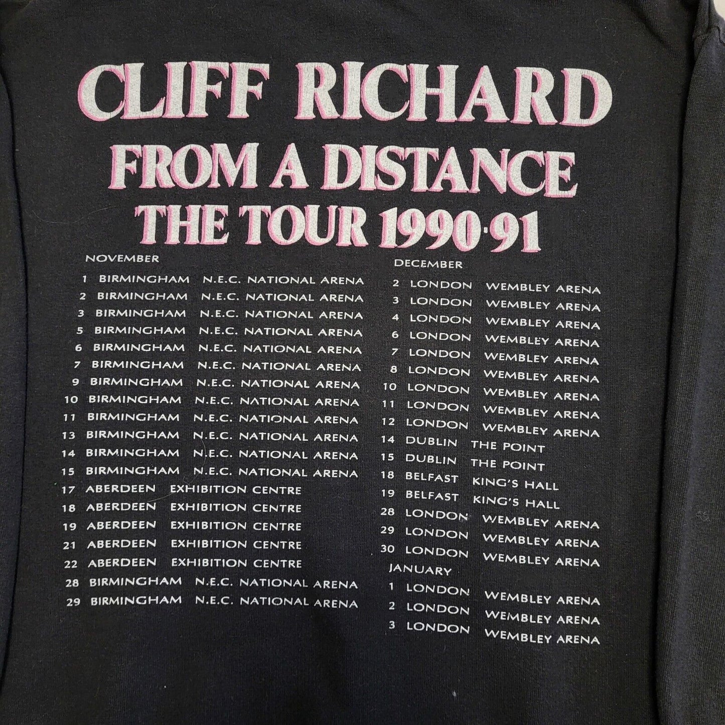 Cliff Richard 1990-91 UK Tour 90s Vintage Black Sweatshirt Women's Size L